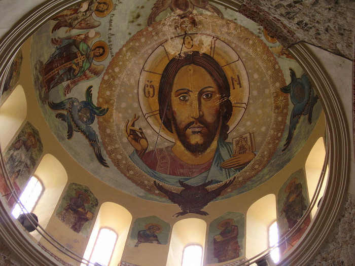 Фреска на куполе Пицундского собора в Абхазии