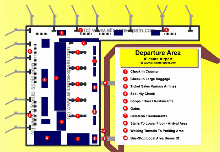 Схема аэропорта Аликанте зона вылета