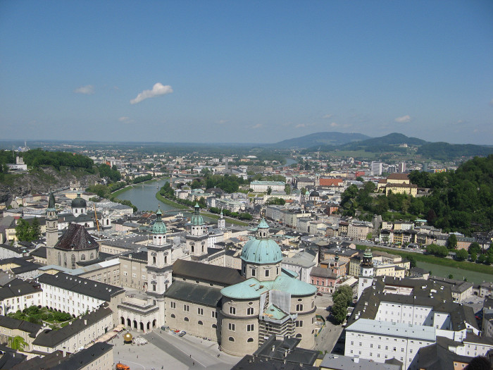 Вид на Зальцбург с крепости Хоэнзальцбург, Австрия