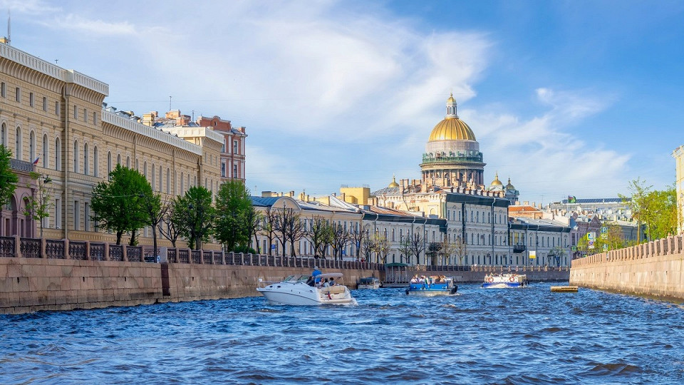 Исаакиевский собор и река Мойка, Санкт-Петербург