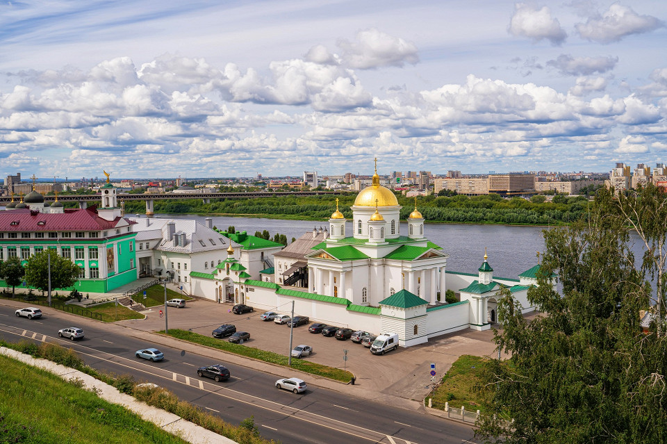 Вид с Гремячей горы на Благовещенский монастырь, Нижний Новгород