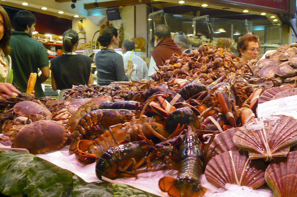 Рынок Бокерия, морепродукты
