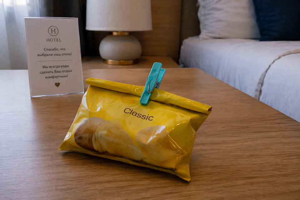 Прищепка на пачке чипсов