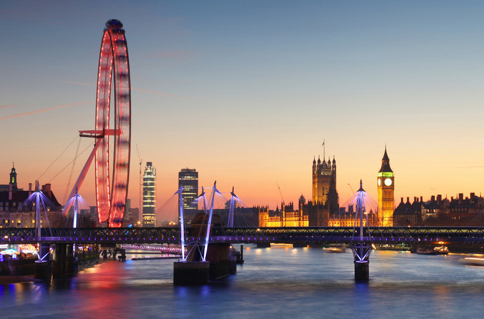 London eye на закате, Лондон