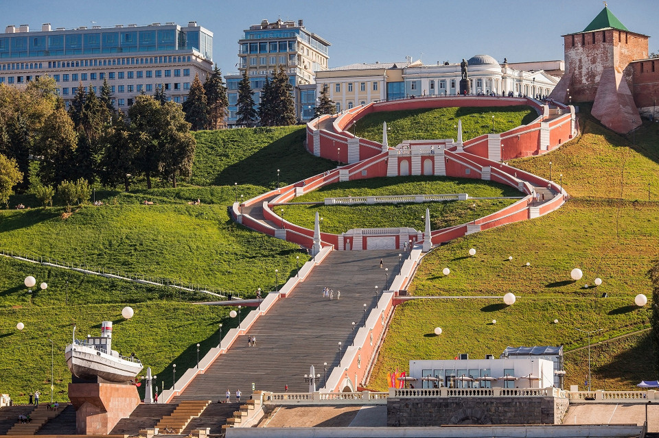 Чкаловская лестница, Нижний Новгород, вид с Волги