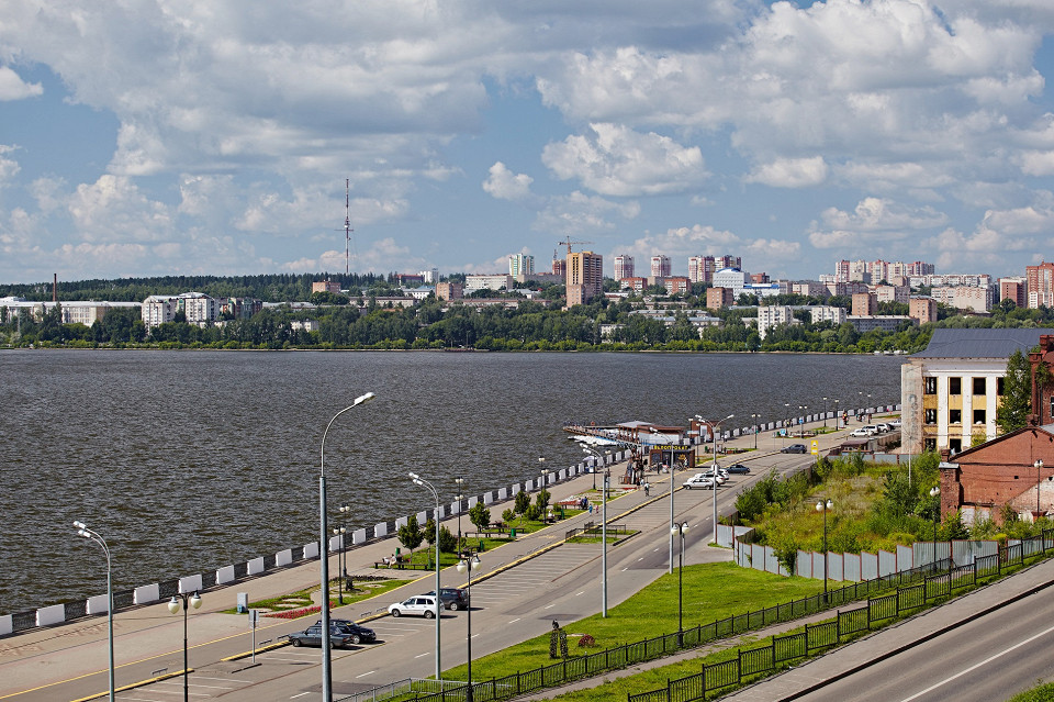 Набережная реки, дорога, Ижевск