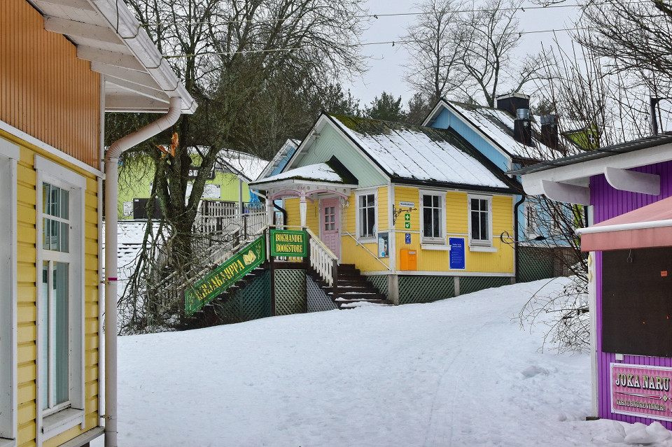 Вид на красочные дома Муми-тролля, Финляндия
