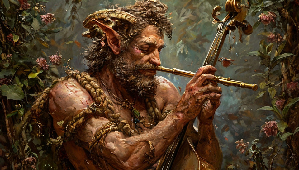 Сатир играет на флейте