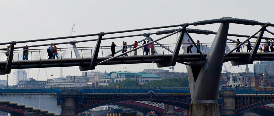 Мост Миллениум, вид с реки, Лондон