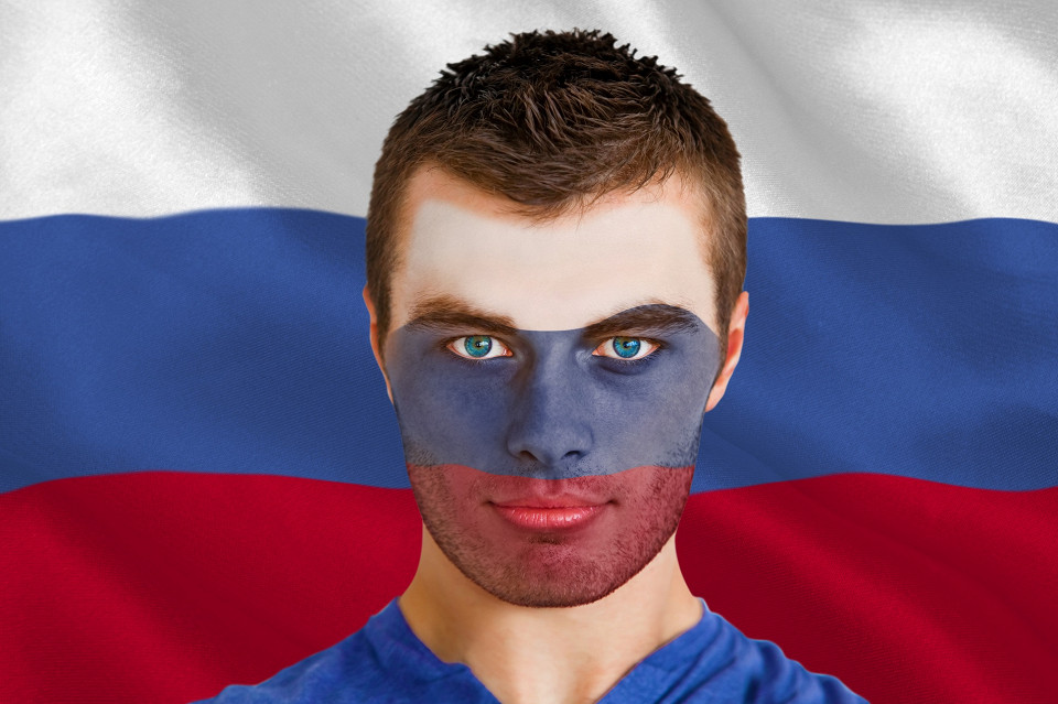 Мужчина, флаг России