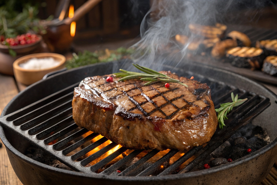 Приготовленный на гриле стейк