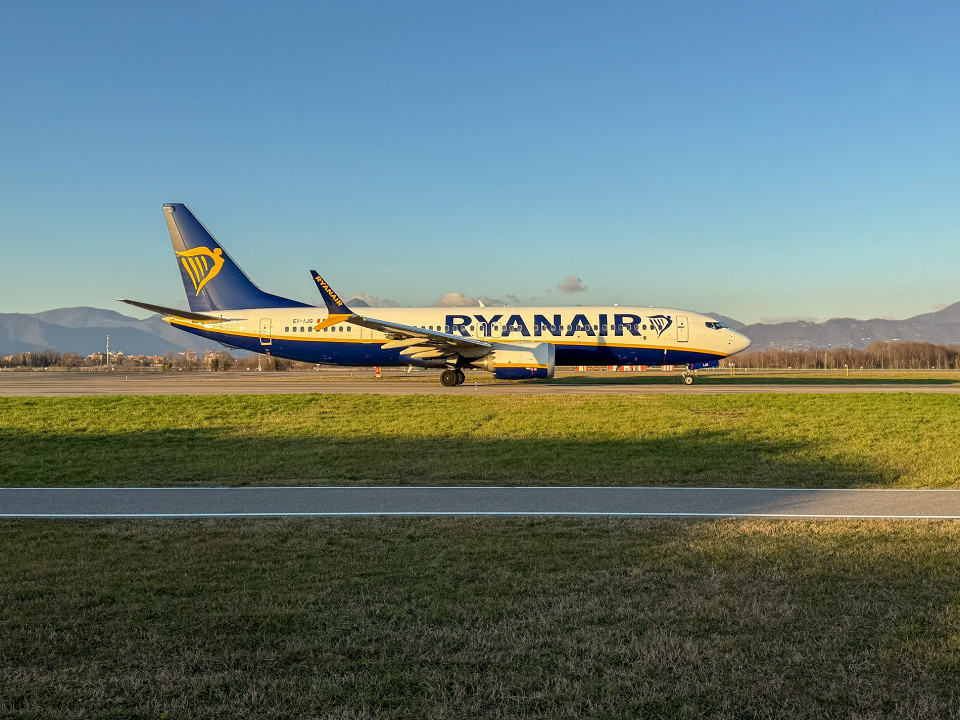 Boeing 737 MAX 8 авиакомпании Ryanair, Бергамо, Италия