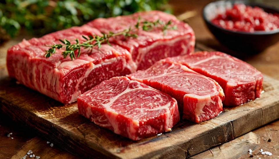 Сырой стейк, говядина
