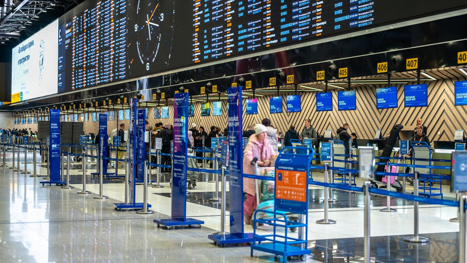 Стойки регистрации багажа в Шереметьеве, Москва, Россия