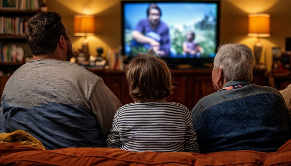 Семья перед телевизором