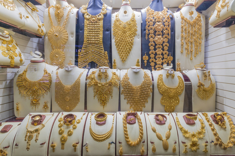 Украшения золотые, рынок Gold Souk, Дубай, ОАЭ