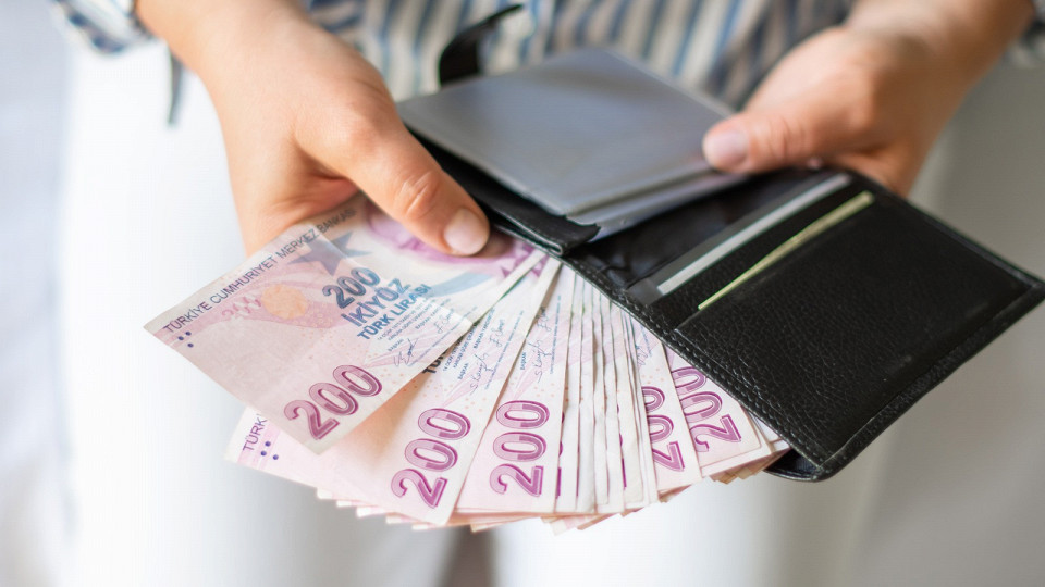 Турецкие лиры в руках