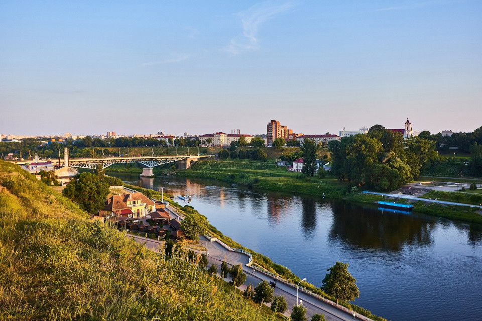 Гродно, Беларусь, река Неман, закат