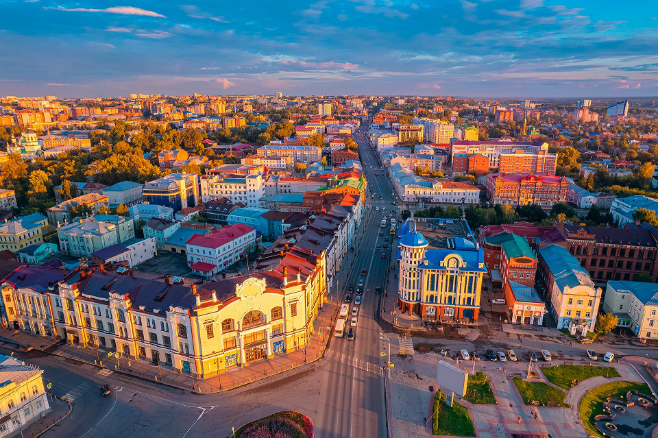 Вид на Томск в закатный час